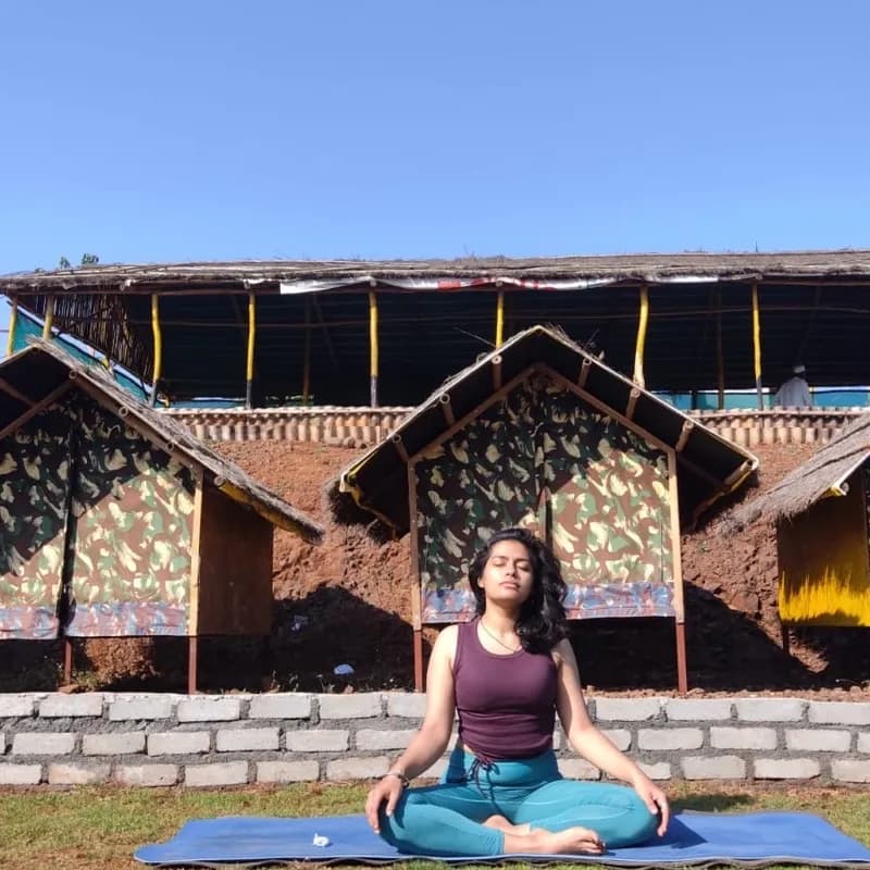 Meditative breath work practice outdoors